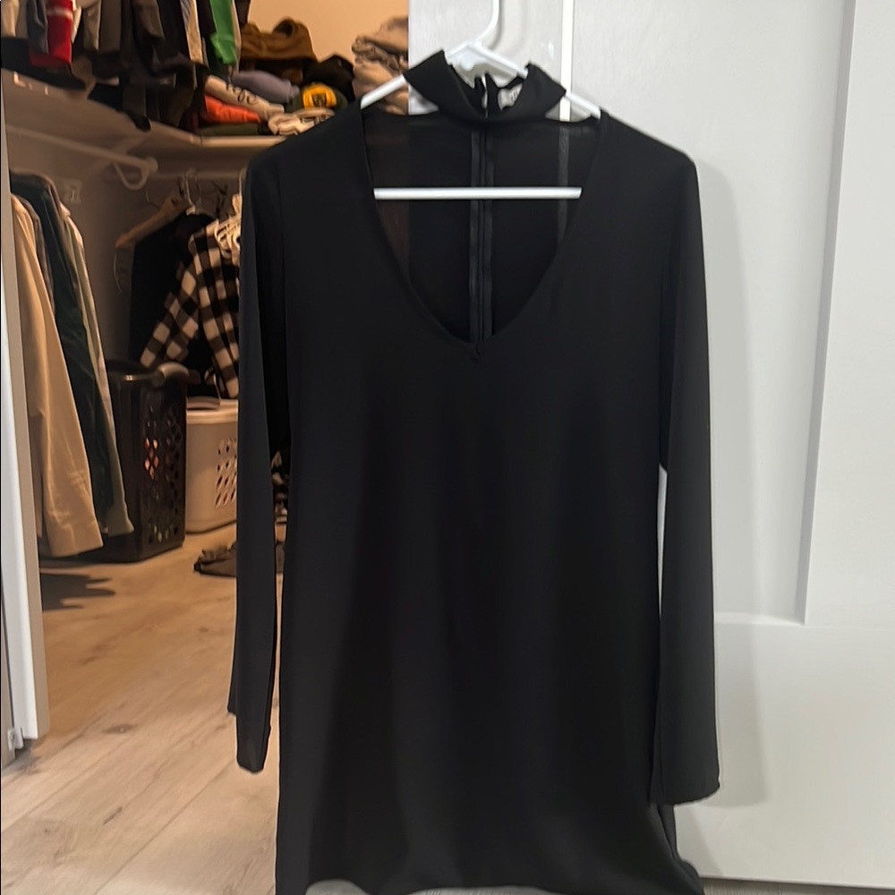 Glam Black Long Sleeve Cut Out Dress
